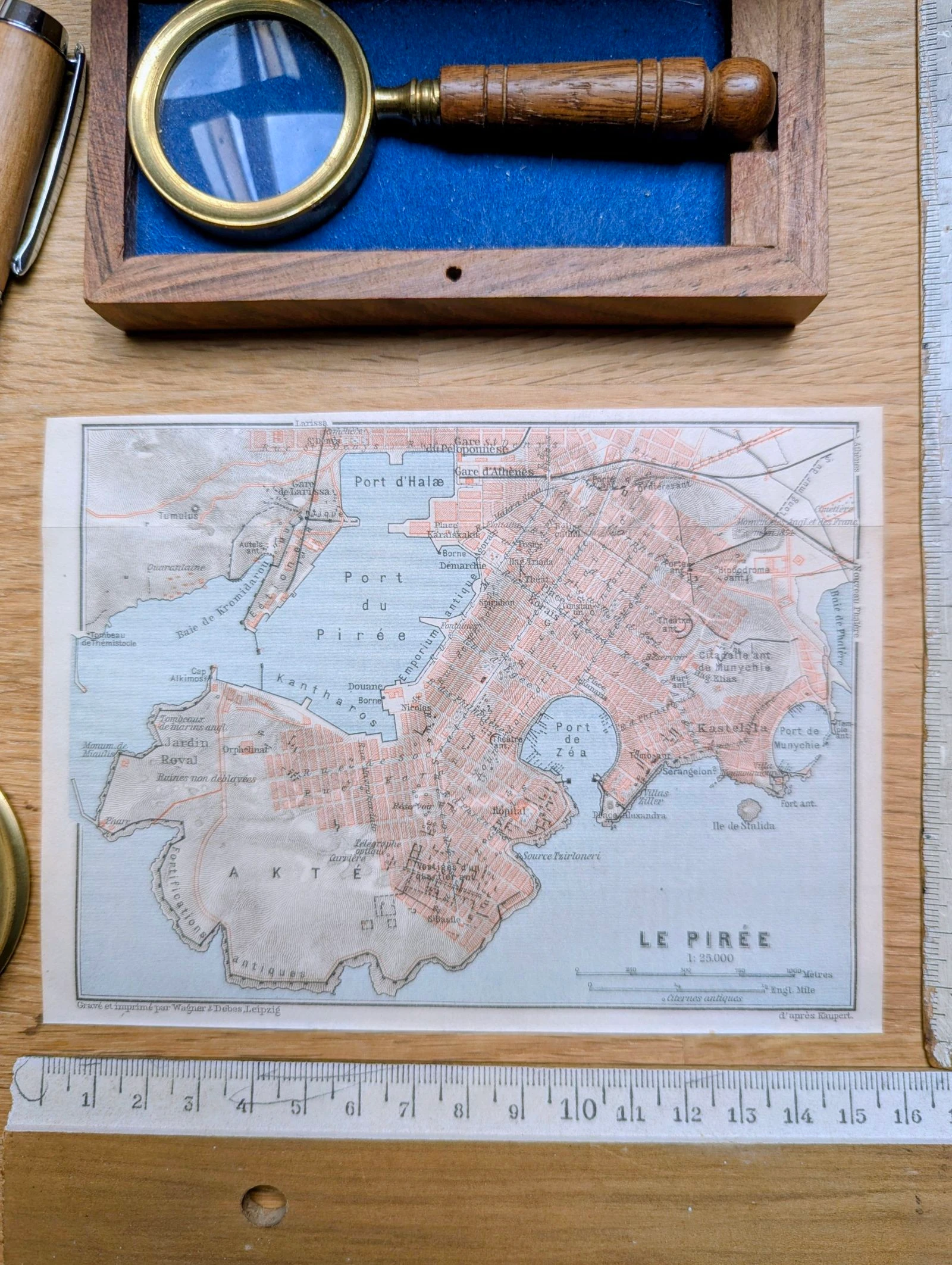 O Pireu, Atenas, pequeno mapa original impresso em 1910. – photo 3